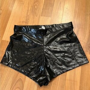 Glossy Black High Waist Women's Shorts